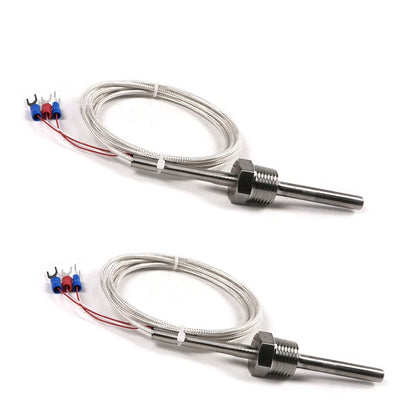 2X Temperature Sensor Probe for RTD PT100 (1/2" NPT Threads)