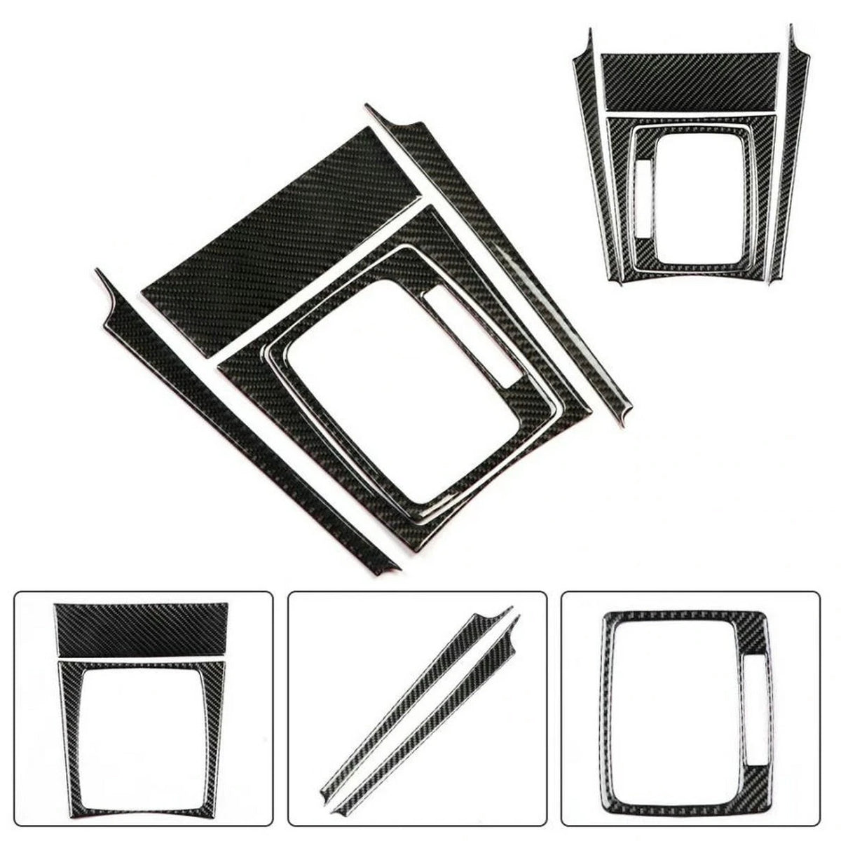 Set of 5 Carbon Fiber Gear Shift Panel Trim for Mercedes-Benz C-Class W204 (2007–2013)