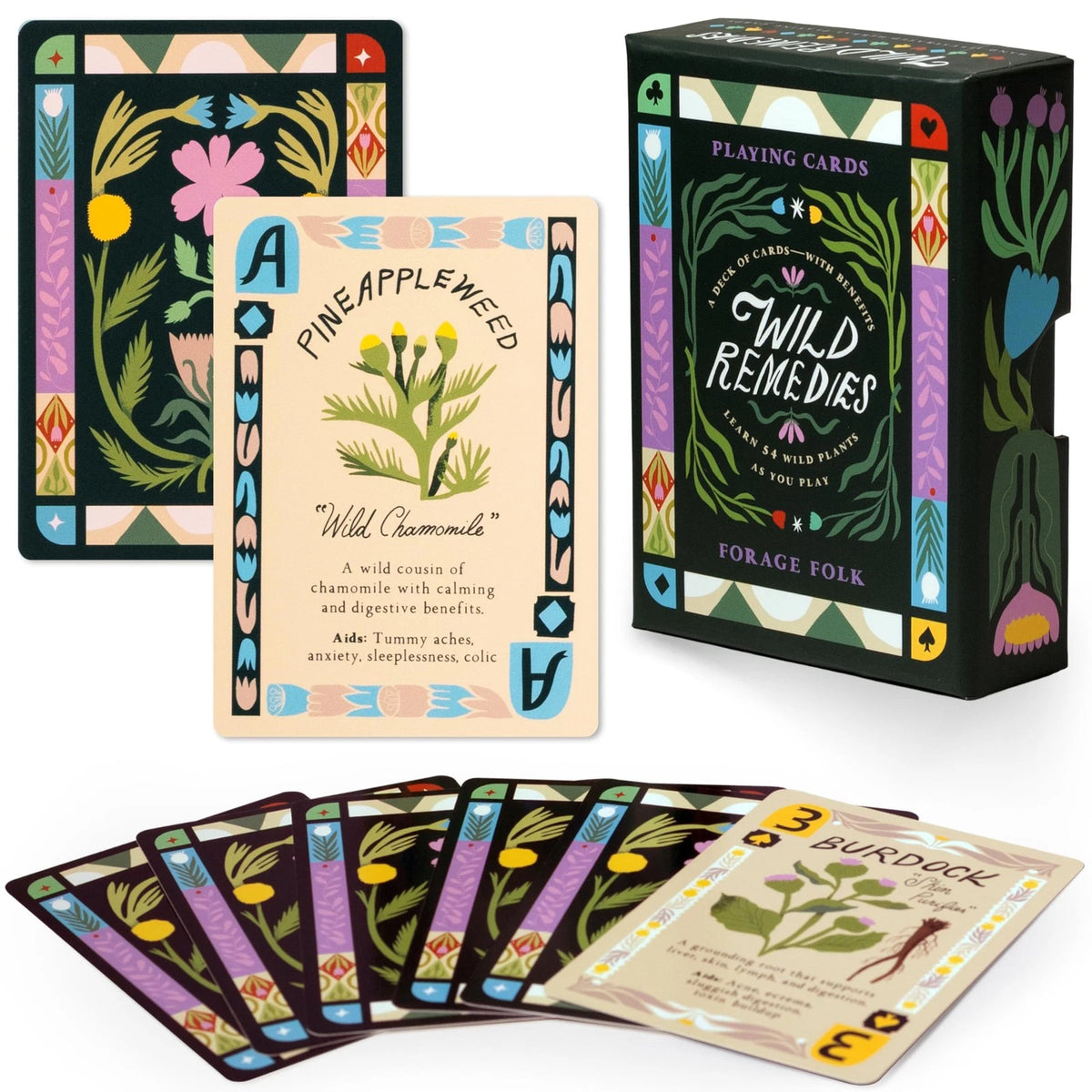 Set of 4 Poker Playing Cards in Earthy Tones and Vibrant Colors