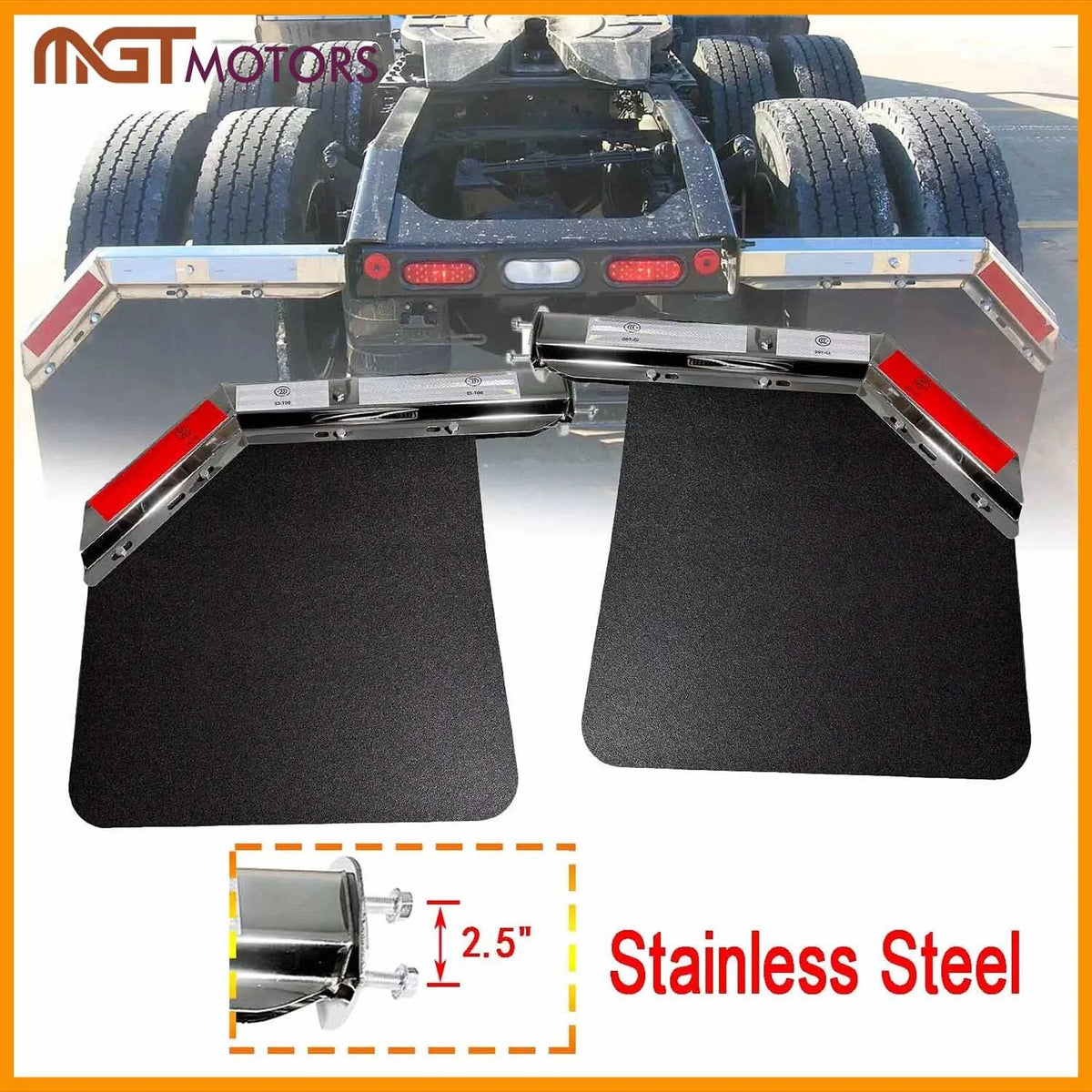 Set of 2 Spring Loaded Mudflap Hanger for Semi Truck HD (902-006+902-059)