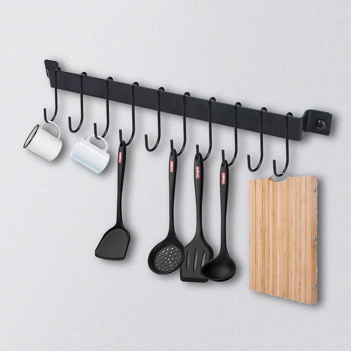 Utensil Holder with 10 Hooks for Kitchen Rail Organizer