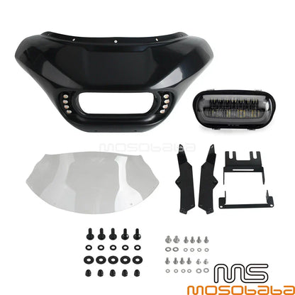 LED Headlight Fairing Windshield w/ Turn Signals for Harley Softail Fat Bob (2018-2023)