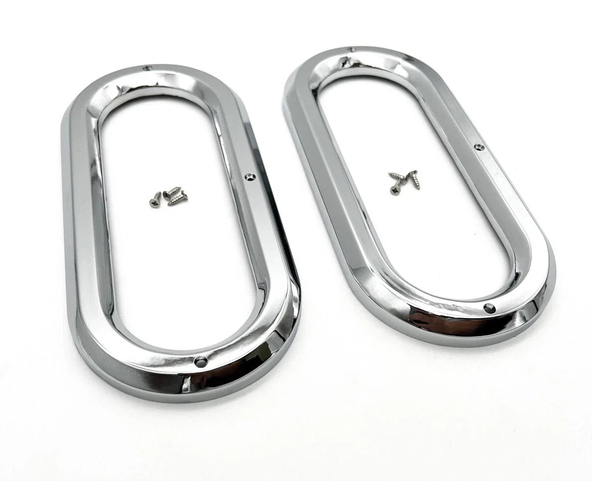 Chrome Semi Truck Trailer Light Bezels for 6 Inch Oval Lights (Qty 1)