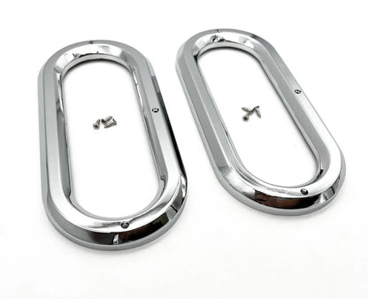 Chrome Semi Truck Trailer Light Bezels for 6 Inch Oval Lights (Qty 1)