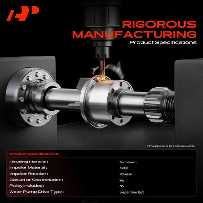 Engine Water Pump with Gasket for Chevrolet Impala/Camaro (2000–2005) - 89017813, 89018214, 89060462, 130-1780, AW5075, 42097