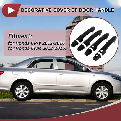 Set of 4 Car Door Handle Covers for Honda CR-V (2012–2016) Gloss Black ABS