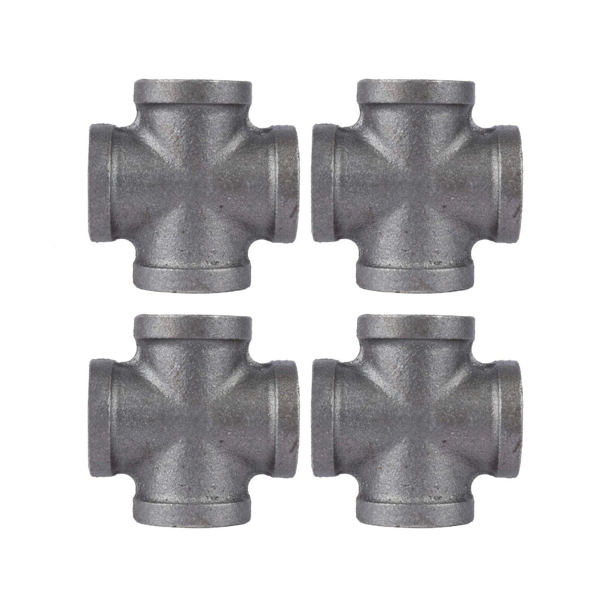 1/2" Cross Fitting for Pipe Decor Black Malleable Iron (No Part Numbers)