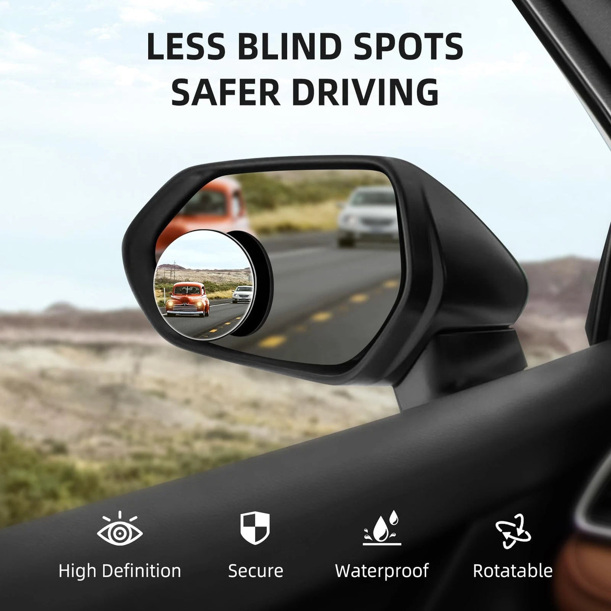2X Blind Spot Mirrors for Car (HD 2 inches, Round, Silver)