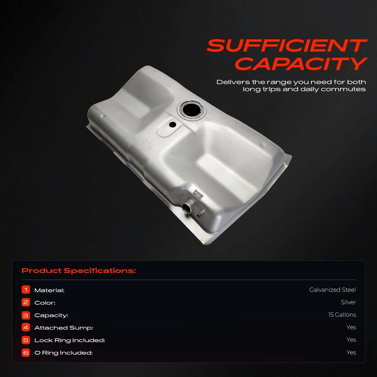 15 Gallon Fuel Tank for Ford Tempo Mercury Topaz (1984–1987) E63Z9002A, CCF11B, F11B