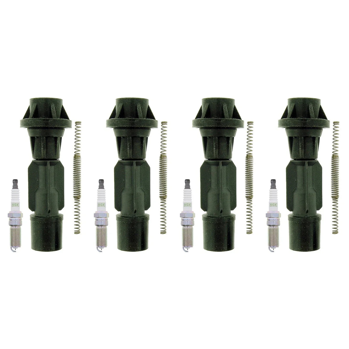 Set of 4 NGK G-Power Platinum Spark Plugs & Coil Boots for Mazda 3 6 CX-7 (2007–2009)