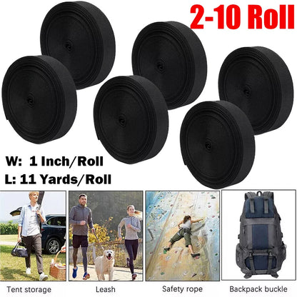 2X 1 Inch Wide Black Nylon Heavy Duty Webbing Strap (22-110 Yards)