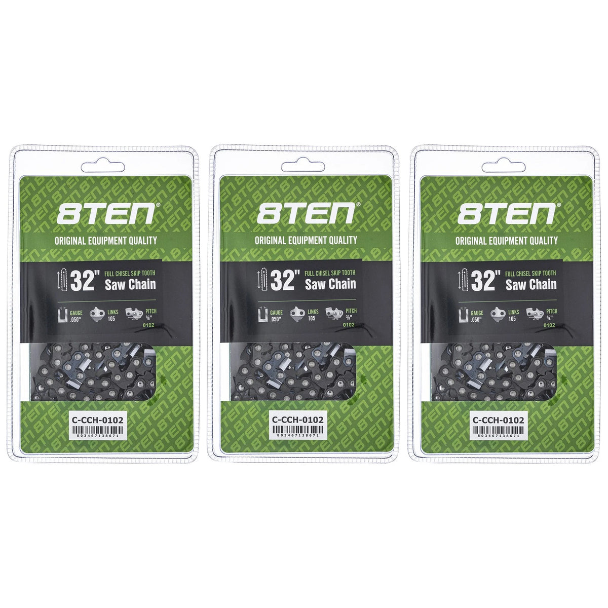 3-Pack Chainsaw Chain 32 Inch .050 3/8 105DL for Dayton (50184 25-05, 591119405, 33RS3105E, 72LPX105CQ)
