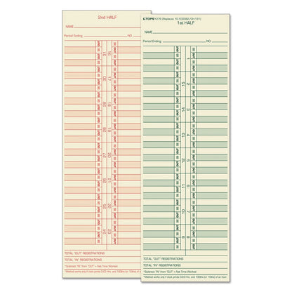 2-Sided Time Cards for Semi-Monthly Tracking (3-1/2" x 10-1/2")