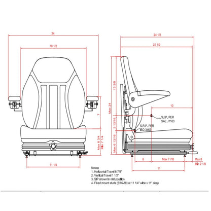 Black Suspension Seat with Armrests for Grasshopper Hustler ZTR