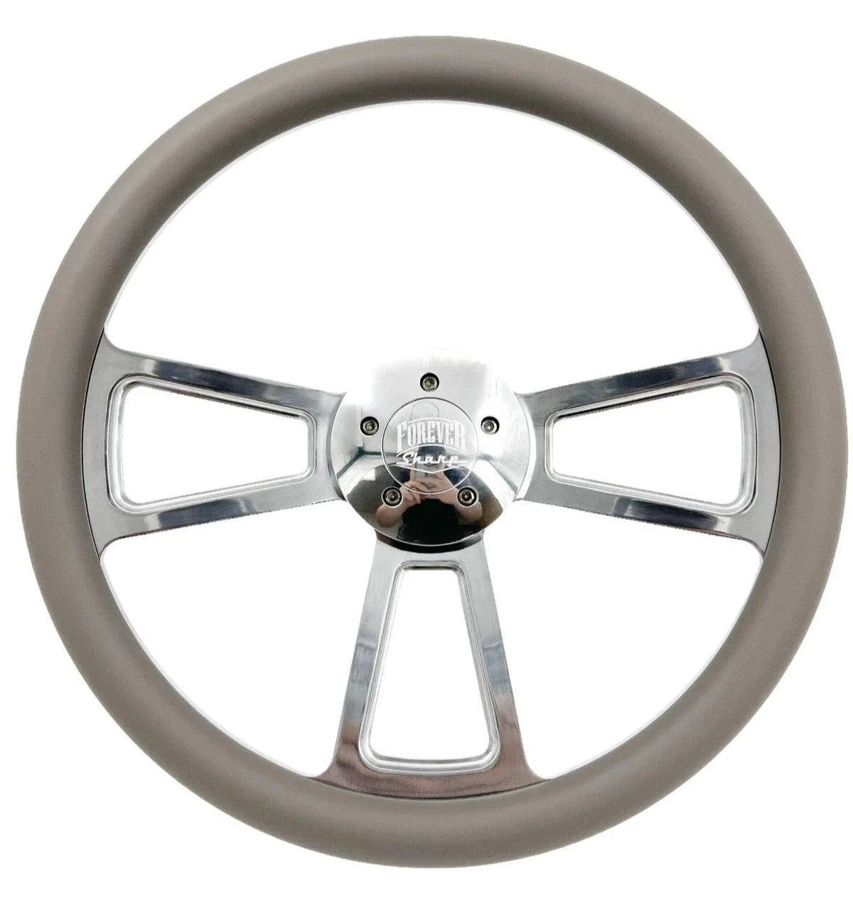 Polished 5 Hole Steering Wheel 18 Inch Gray for Peterbilt Kenworth Freightliner (1998–2024)