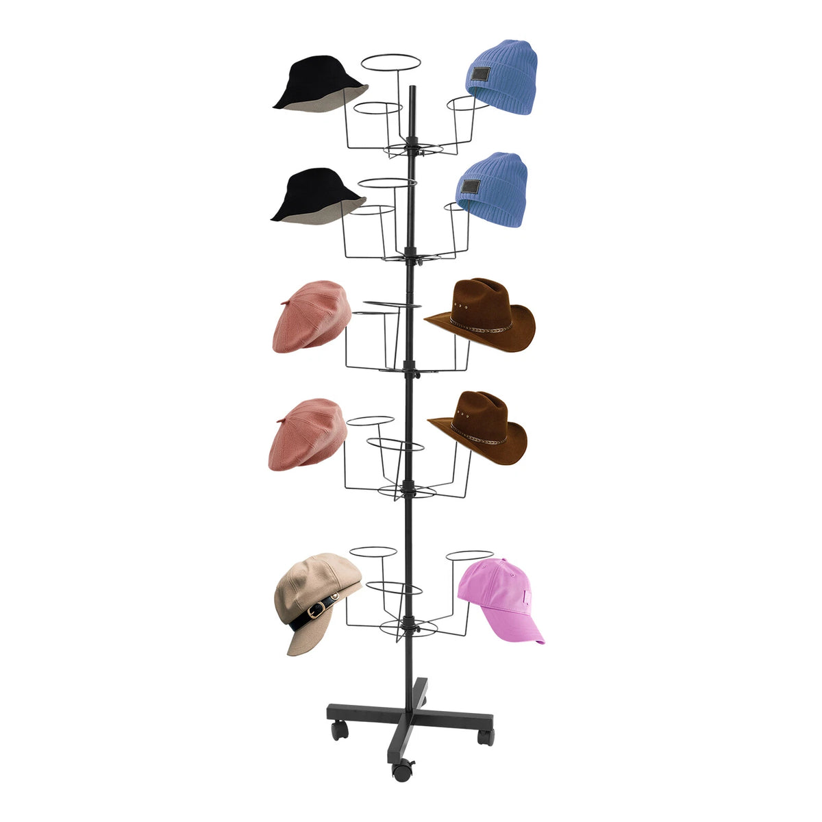 Freestanding Hat Display Stand with 25 Hooks for Storage Solution