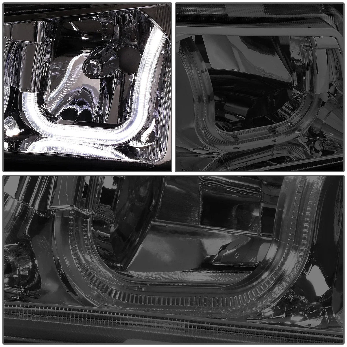 Smoked Clear J-Halo LED DRL Headlights w/ Bumper Lamps for Chevy Silverado (2003–2007)