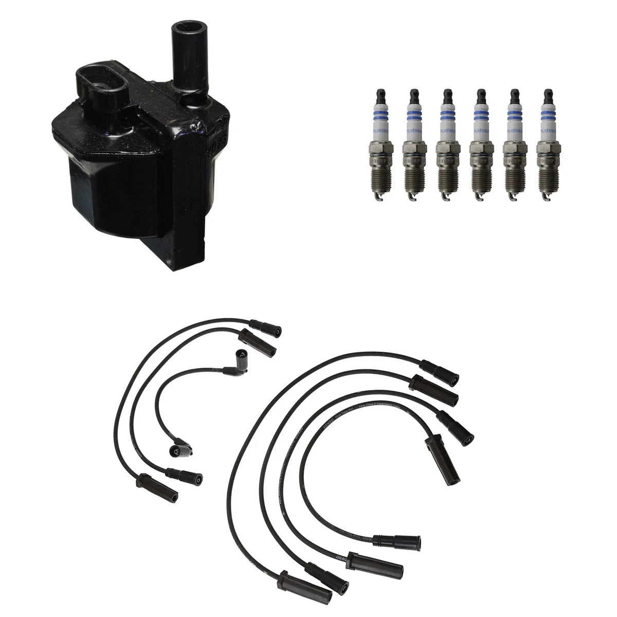 Set of 6 Denso Ignition Coil Wires & Bosch Platinum Spark Plugs for Silverado 1500