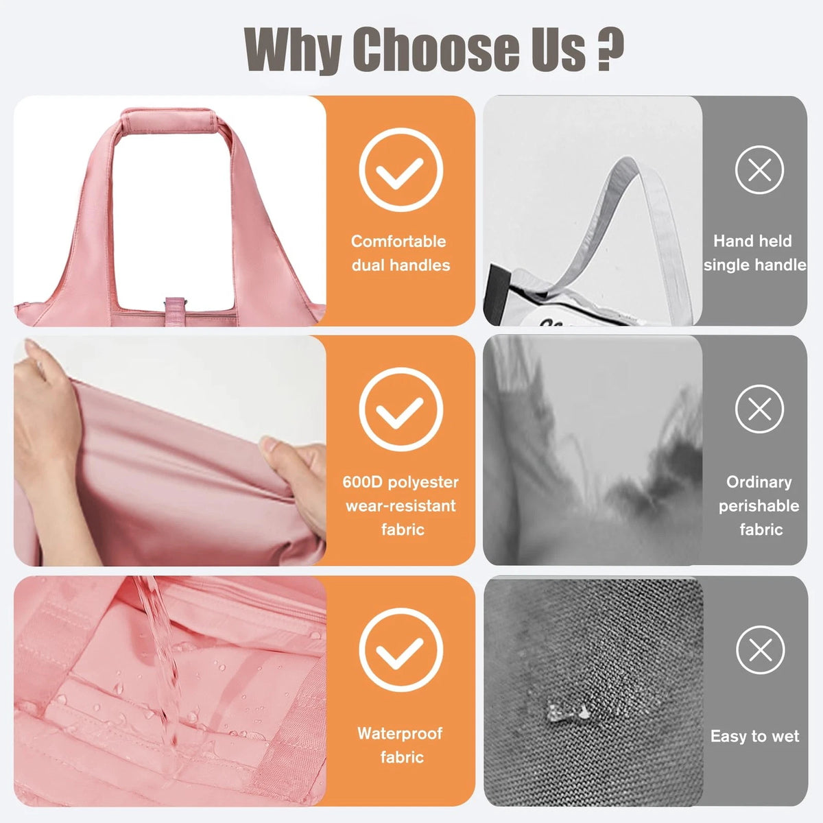 Waterproof Lightweight Gym Bag for Women (Pink)