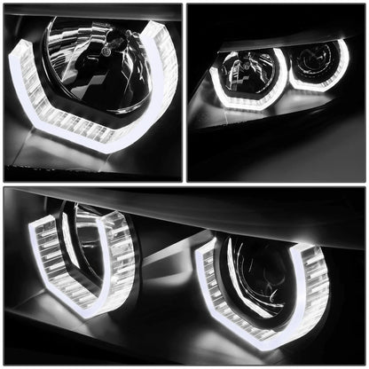 Pair of Dual LED U Halo Projector Headlights for BMW E90 3-Series (2006–2008)