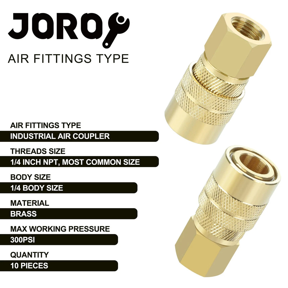 Brass Air Hose Fittings for Industrial M-Type Plug (1/4 FNPT)