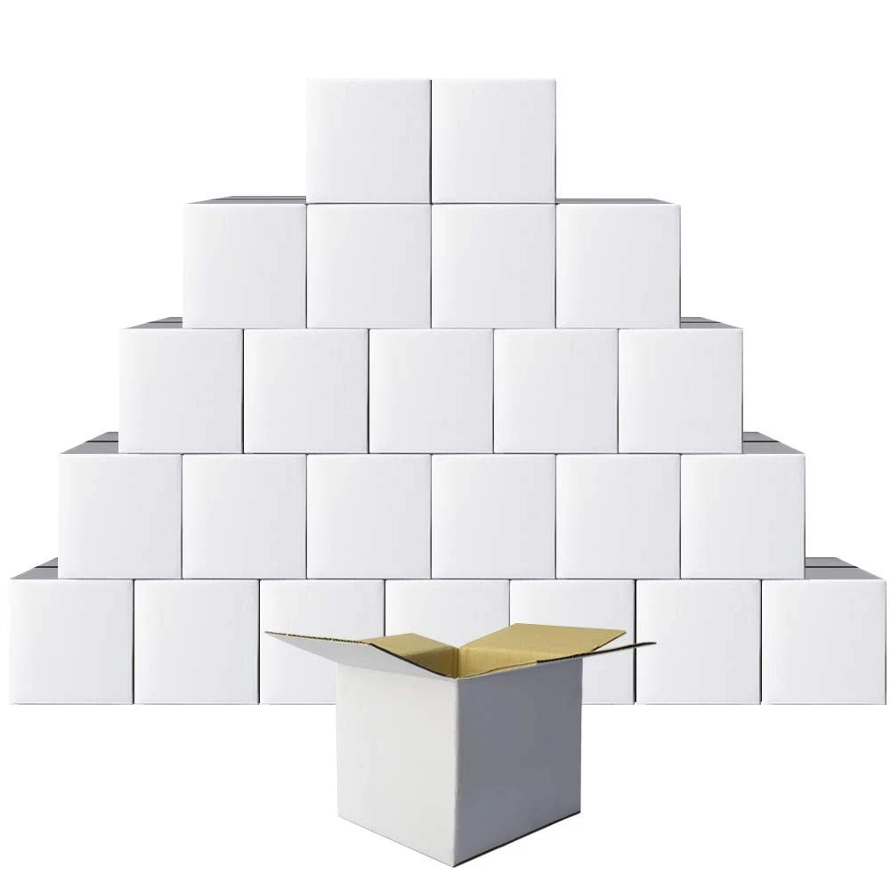 Set of 10 Shipping Boxes 4x4x4 White Cardboard Kraft