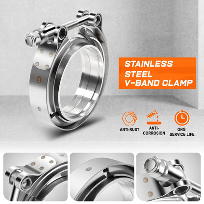 2X 3" OD Stainless Steel V-Band Clamp & Flange Set for Universal Applications