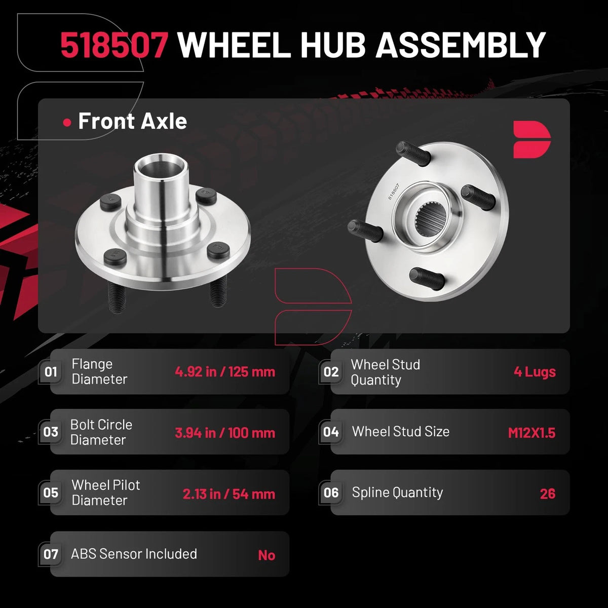Front Wheel Bearing Hub Assembly for Chevy Prizm, Toyota Corolla (1998–2002)
