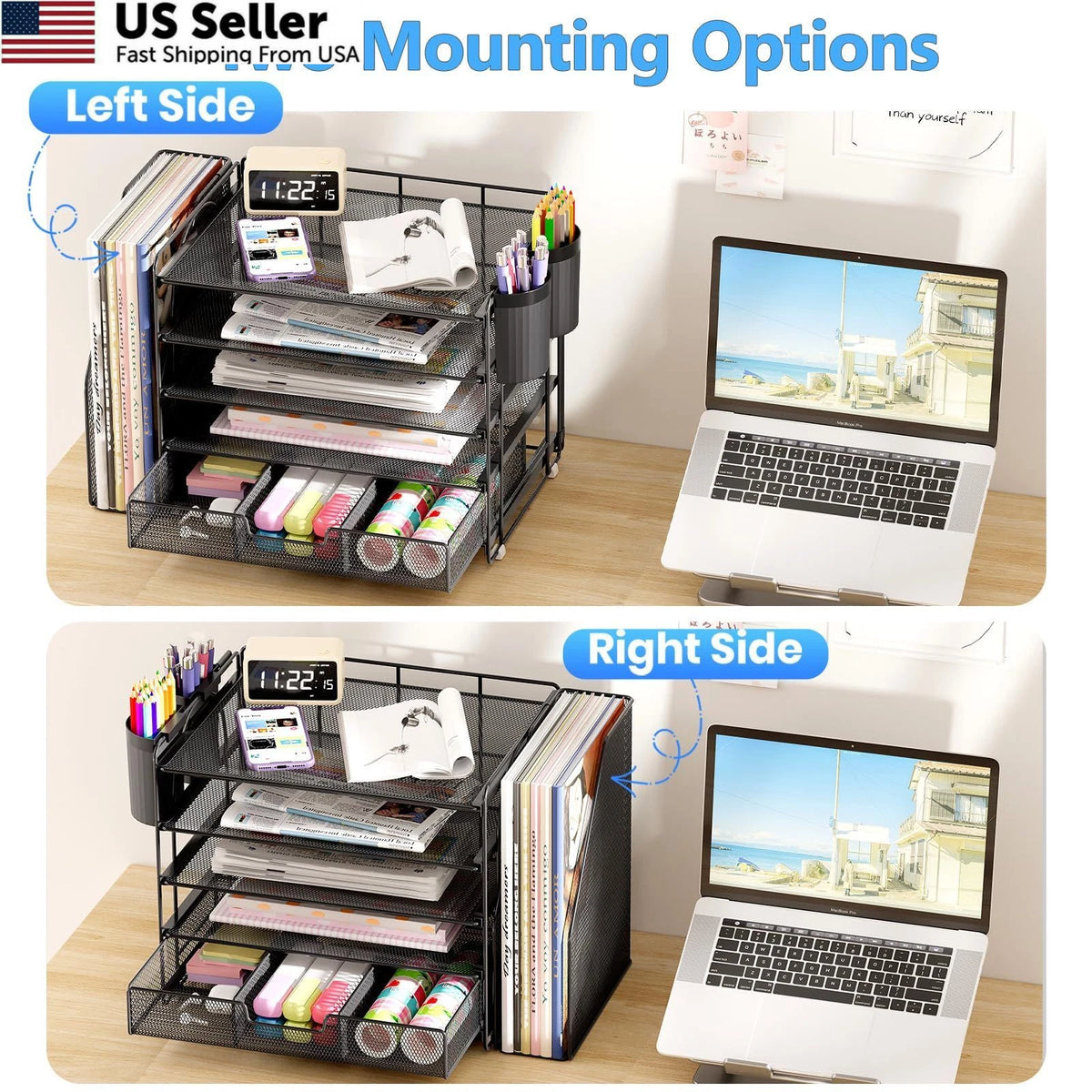 5-Tier Desk Organizer for Office Use (Black)