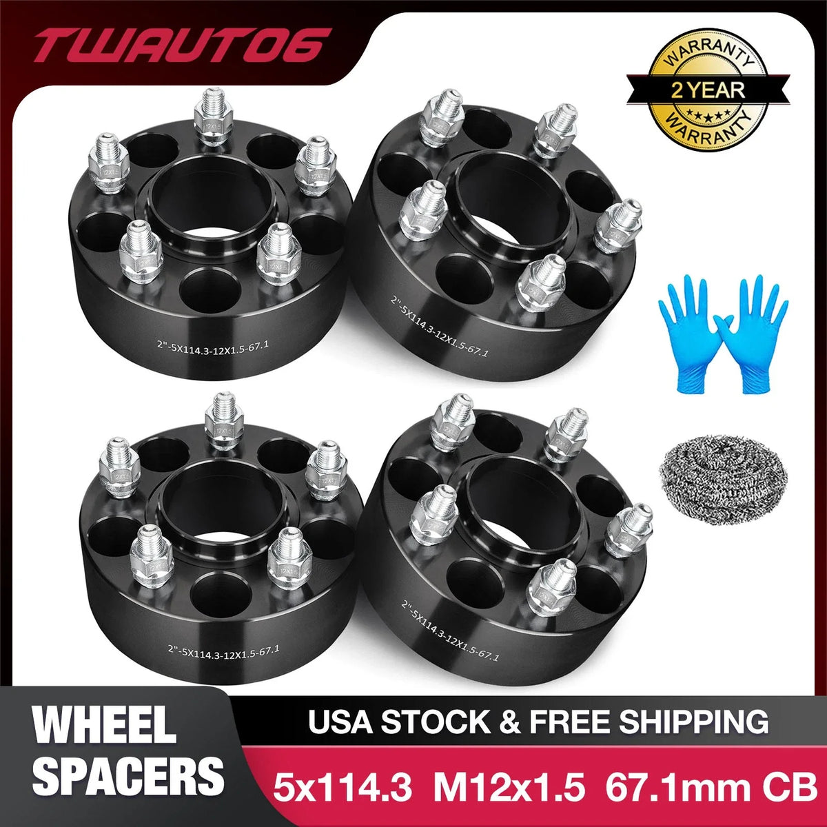 Set of 4 Hubcentric Wheel Spacers 2 Inch 5x4.5 for Hyundai Grand Santa Fe (2013–2020)