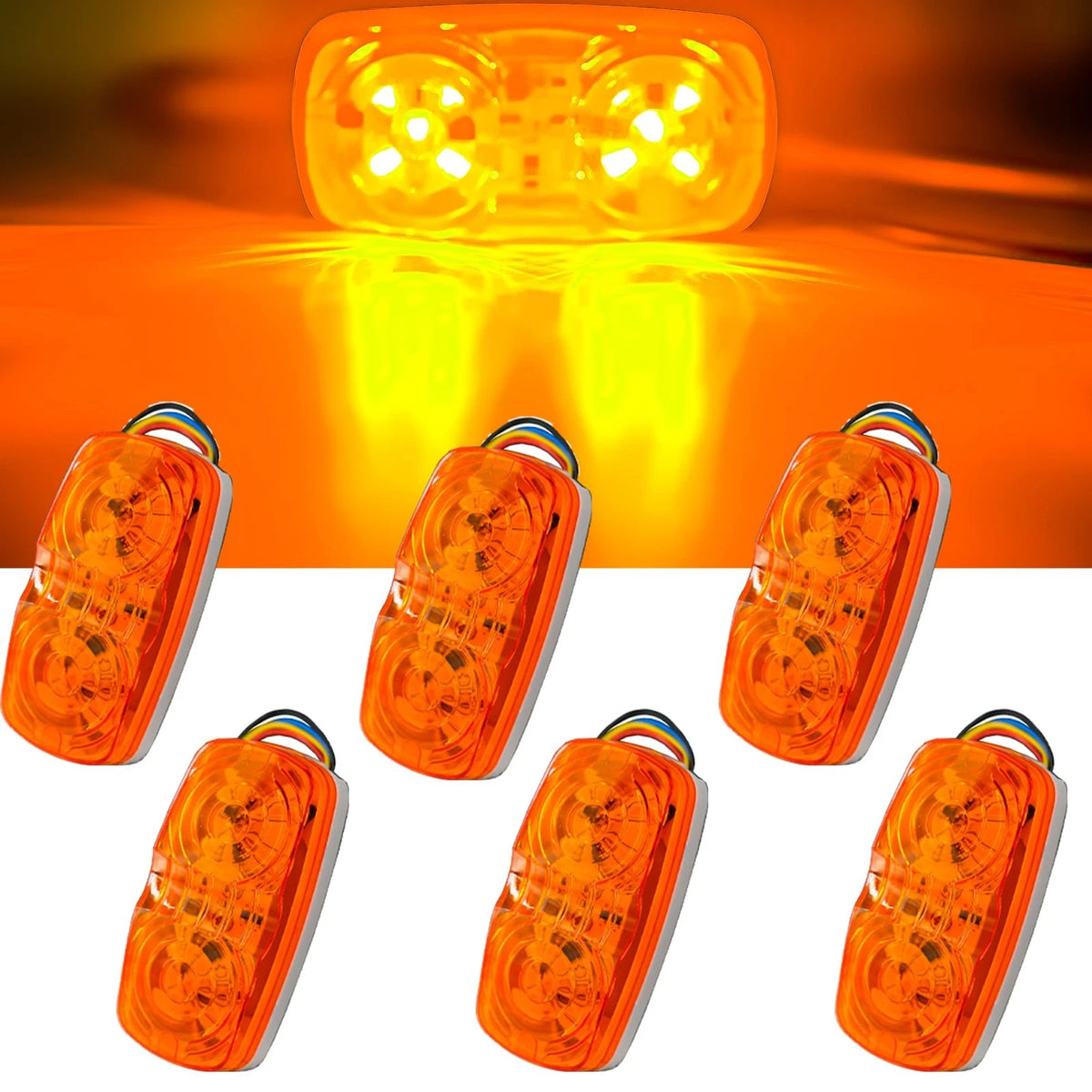 6X Amber LED Marker Lights for Clearance (12V Waterproof)