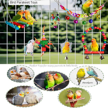 8 Pcs Bird Toys for Parakeet Cockatiel Parrots Cage Accessories