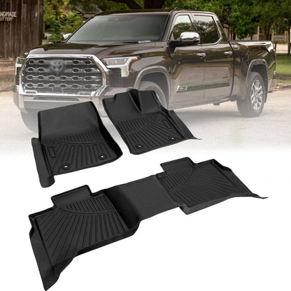 Set of 3 TPE Rubber Waterproof Floor Mats for Toyota Tundra Crew Max Cab (2022–2025)