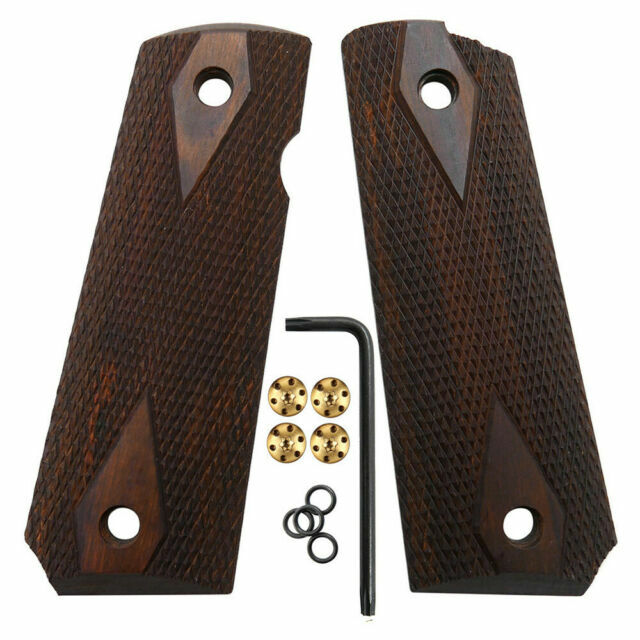 Rosewood Grip Checkered Double Diamond for 1911 Full Size