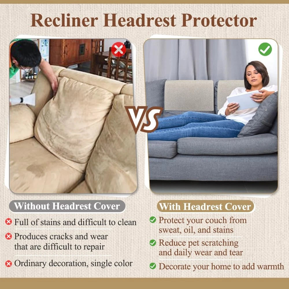 2X Recliner Headrest Protector for ECISZ (26.7 x 17 inches, Beige)