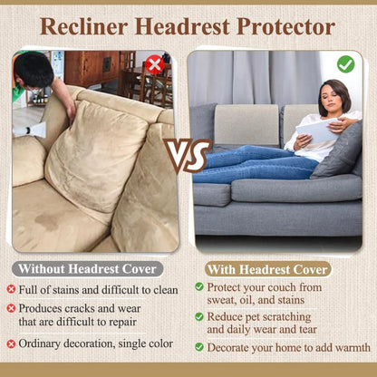 2X Recliner Headrest Protector for ECISZ (26.7 x 17 inches, Beige)