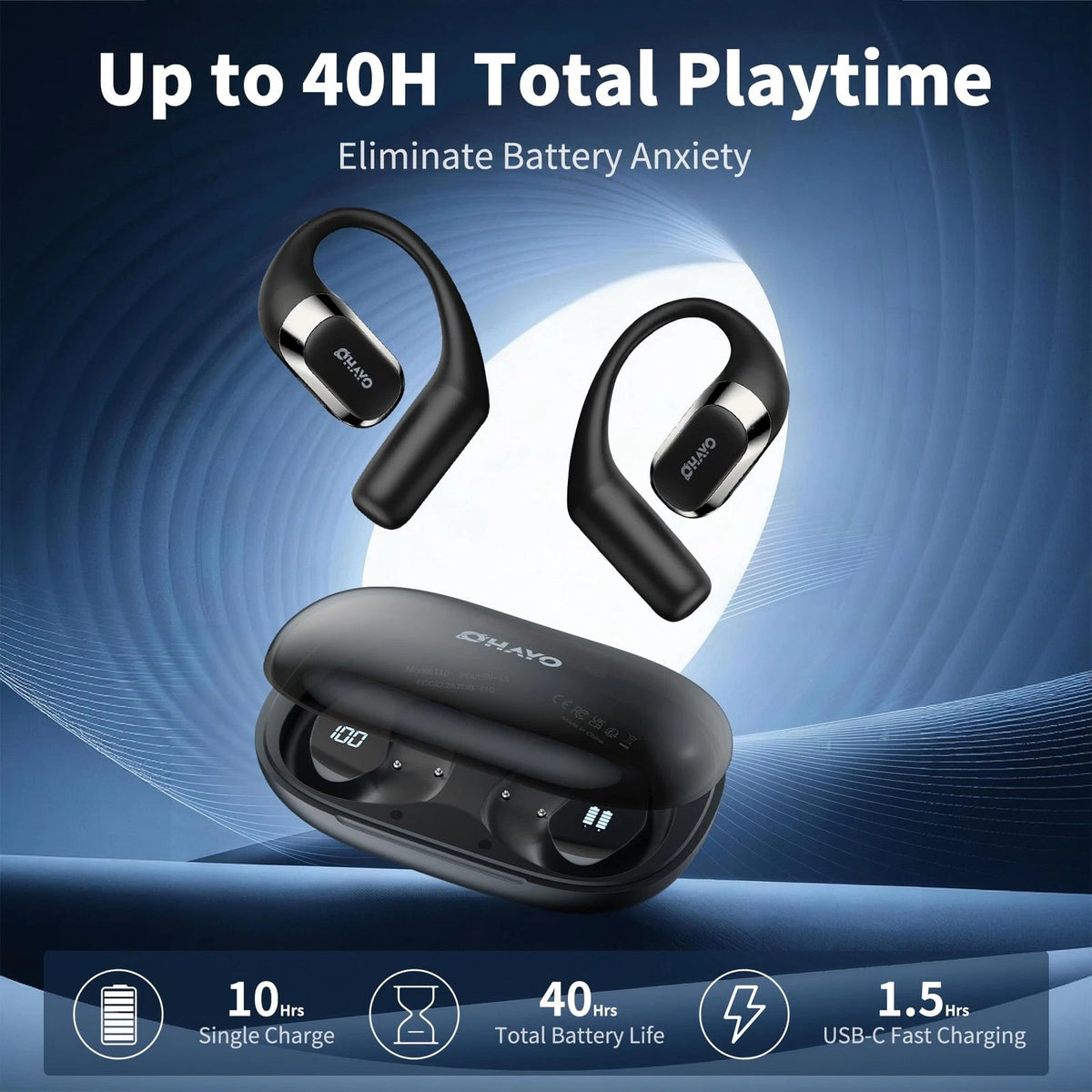 Open Ear Headphones for Ergonomic Comfort (Black)