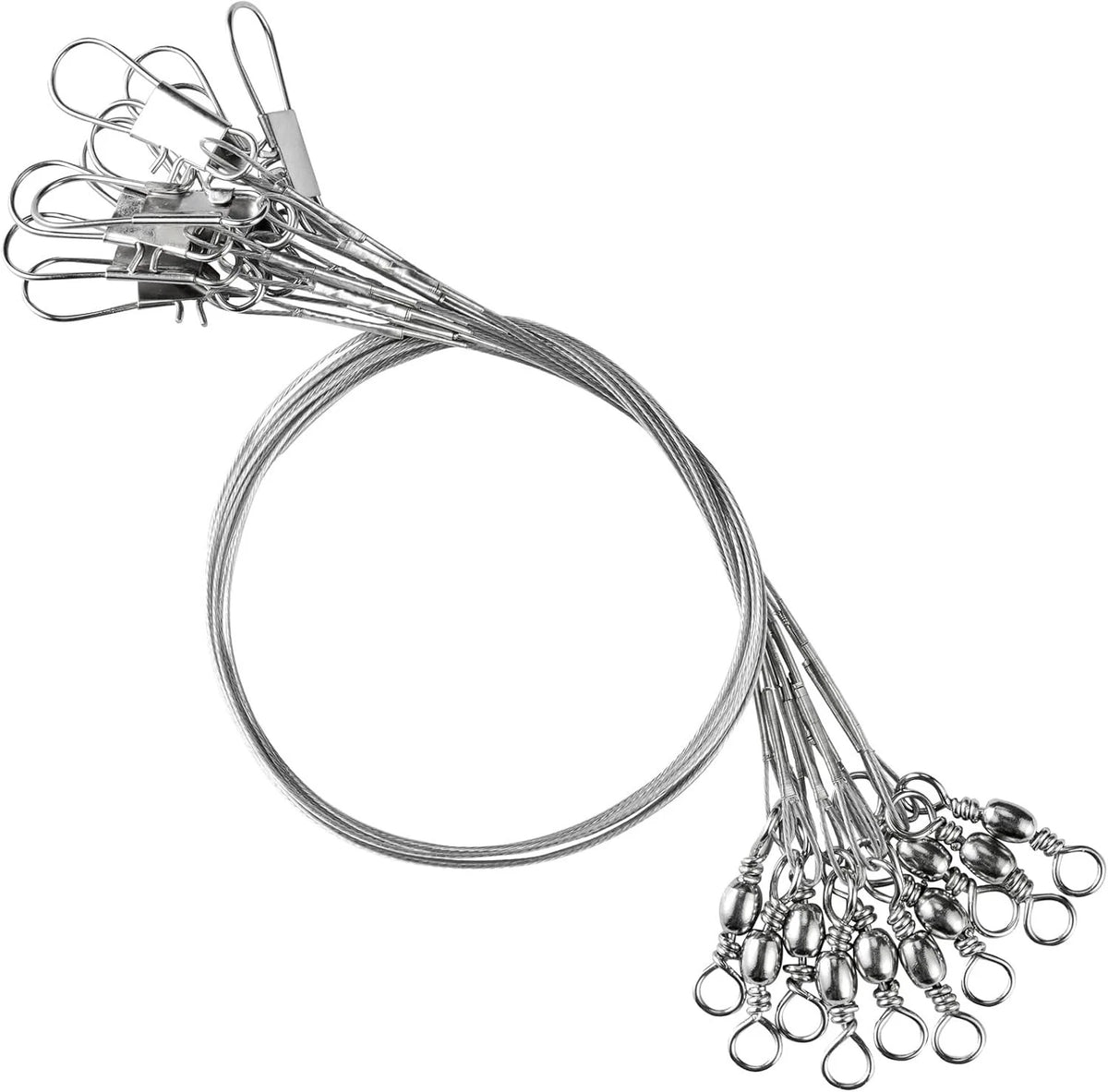 40pcs Swivel Fishing Leaders for Coral, Silver (Wrap Edge)