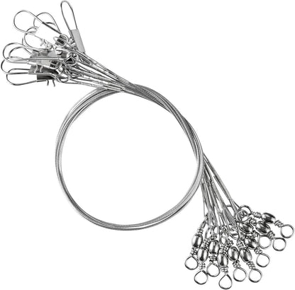 40pcs Swivel Fishing Leaders for Coral, Silver (Wrap Edge)