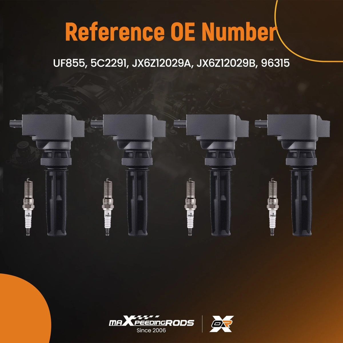 Set of 4 Ignition Coils & Spark Plugs for Ford Ranger Lincoln Nautilus (2019–2023)