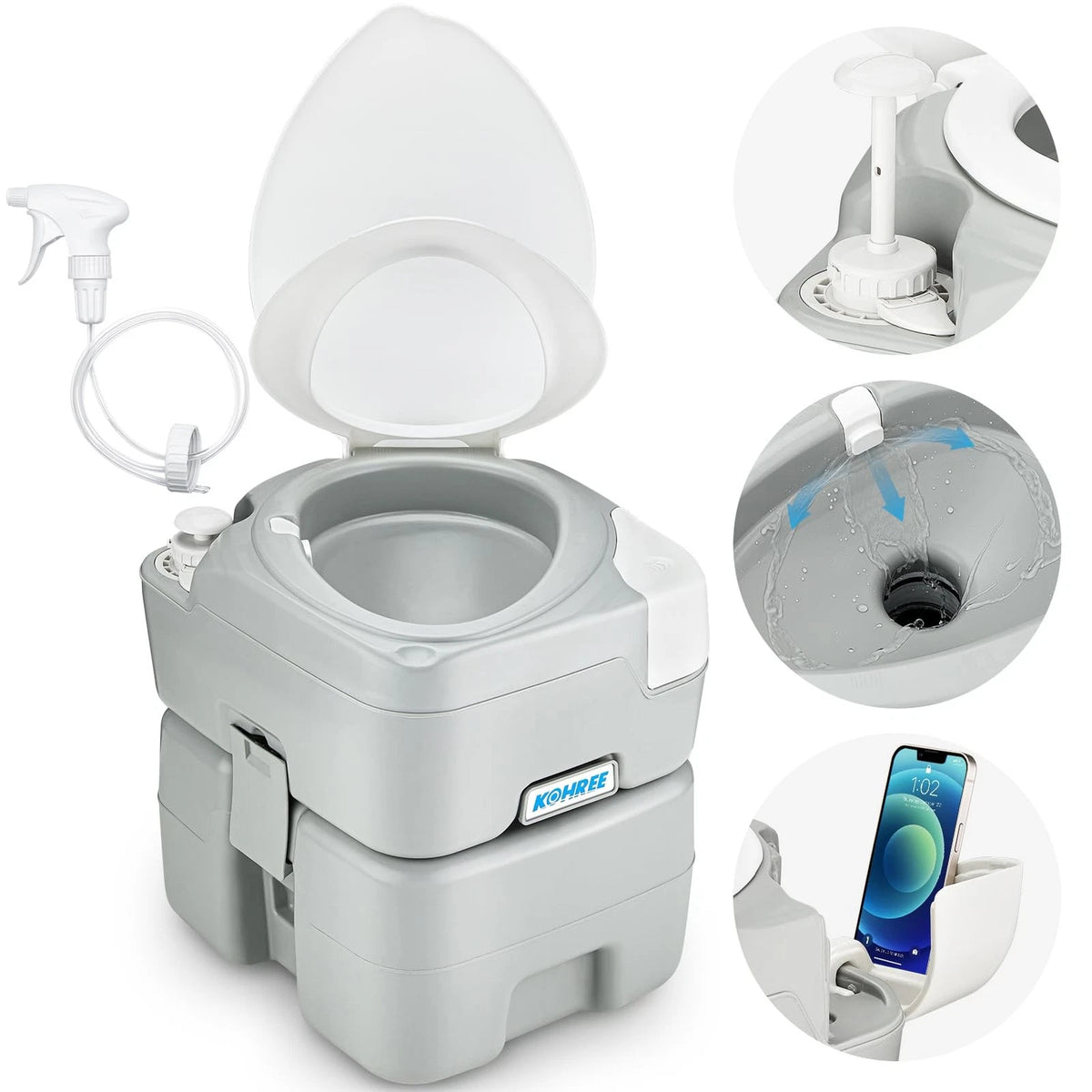 Portable Camping Toilet 5.3 Gal for Kohree (No Part Numbers)