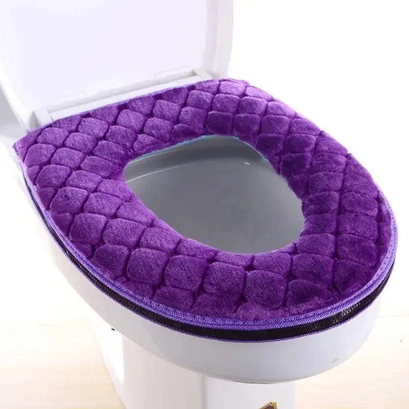 Soft Plush Toilet Seat Cover for Bathroom (Washable, Winter Warmer)