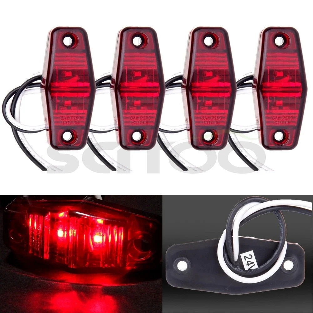 Set of 4 Red 2.5" 2Diode Lens Mount Clearance Side Marker Lights for Chevrolet