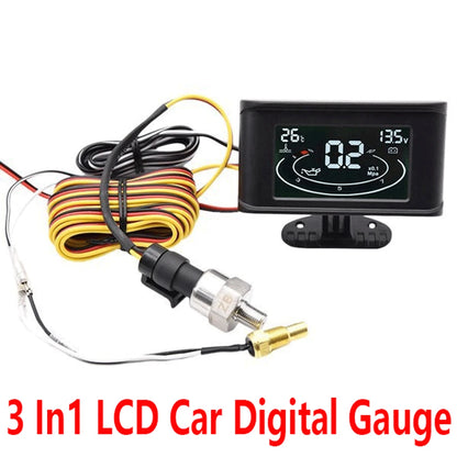 3-in-1 LCD Digital Gauge Kit for Universal Vehicles (12V-24V)