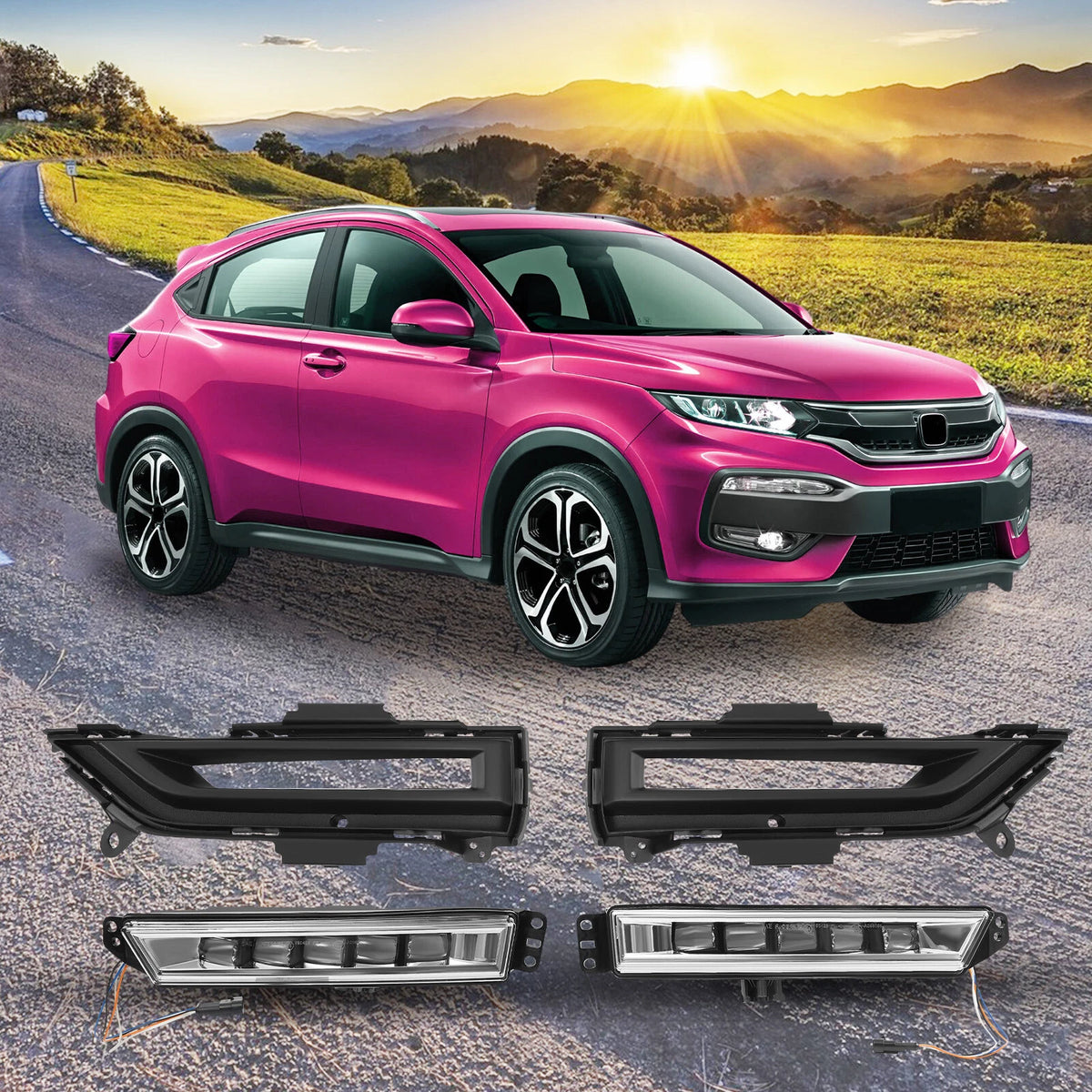 Set of 2 Fog Lights for Honda XRV (2019–2020) with LED Daytime Running Light