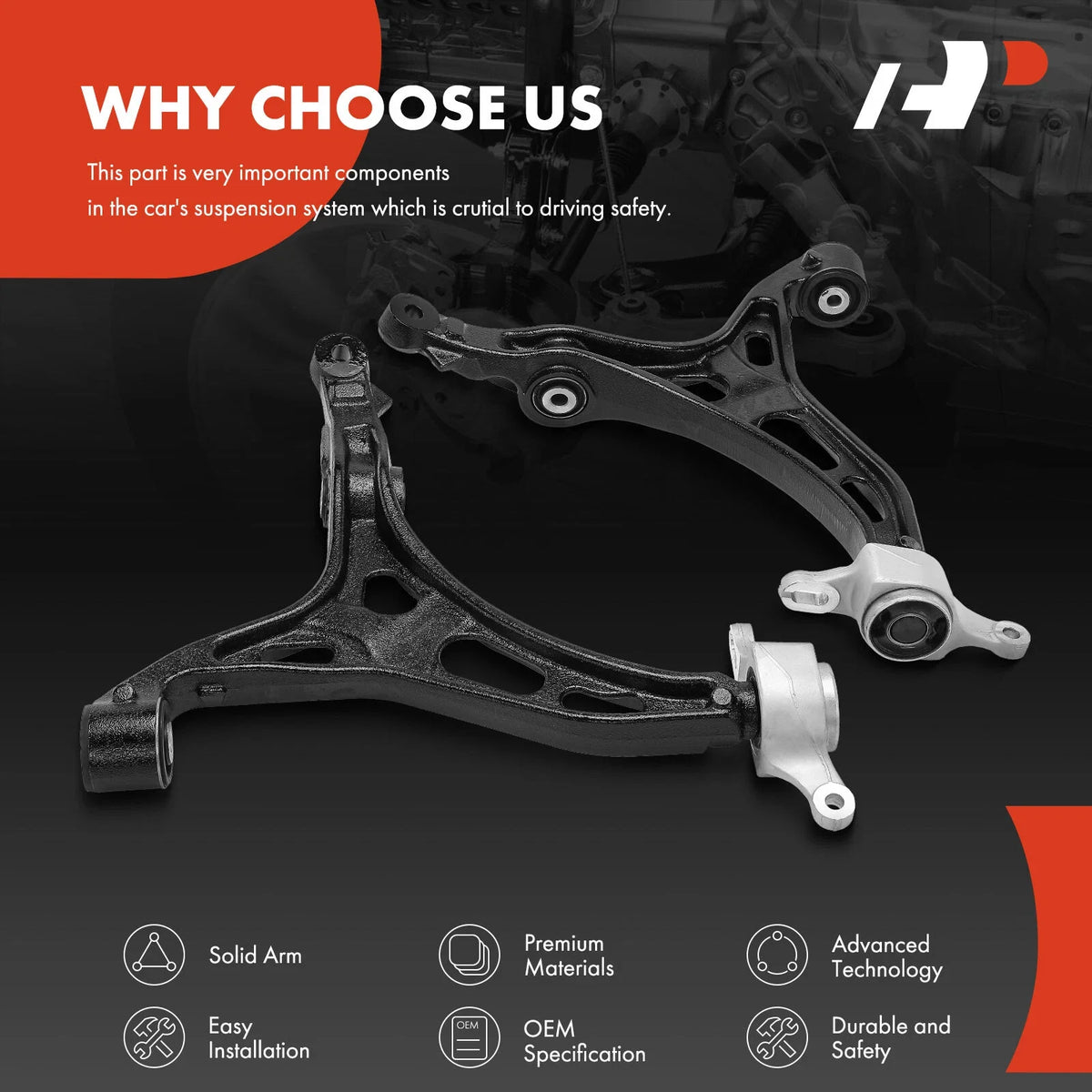 2X Front Lower Control Arms for Jeep Grand Cherokee (2011–2015)