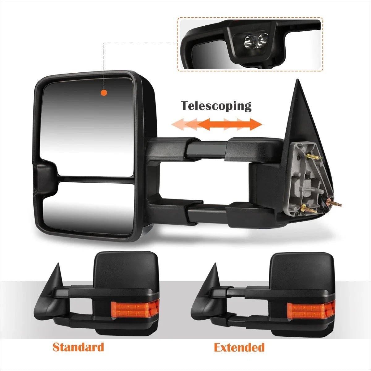 Set of 2 Extendable Towing Mirrors with LED Signal for Silverado/Sierra (1999–2006)