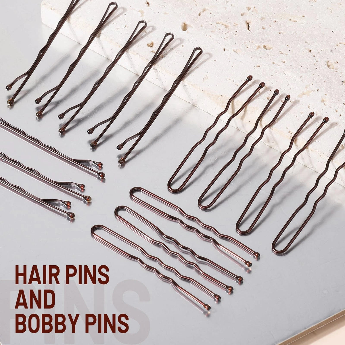 100 Bobby Pins for Women (Pack of 100) - Brown