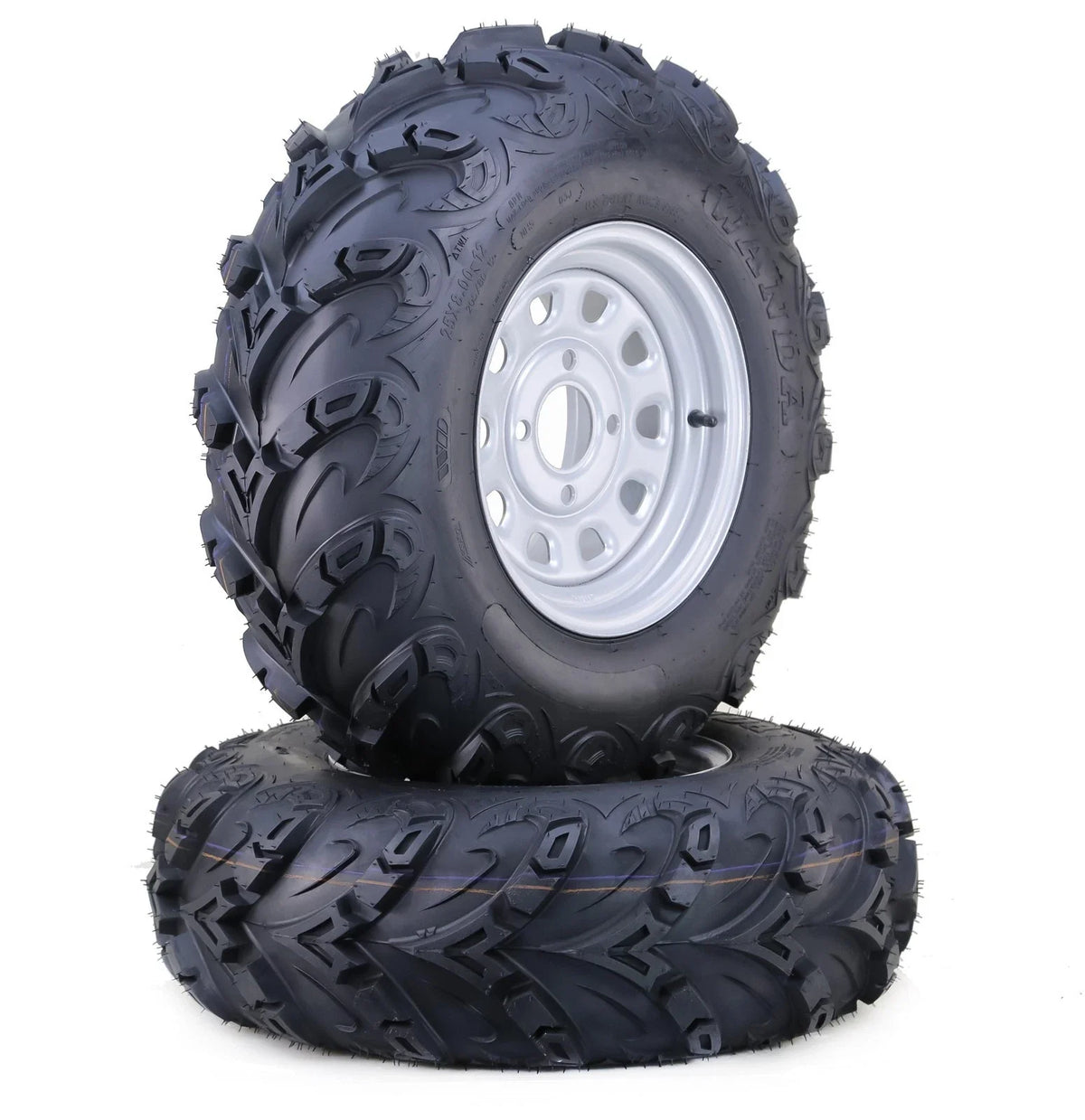 Set of 2 WANDA ATV Tires 26x8R12 Mud Sling with 4-110 PCD for ATV