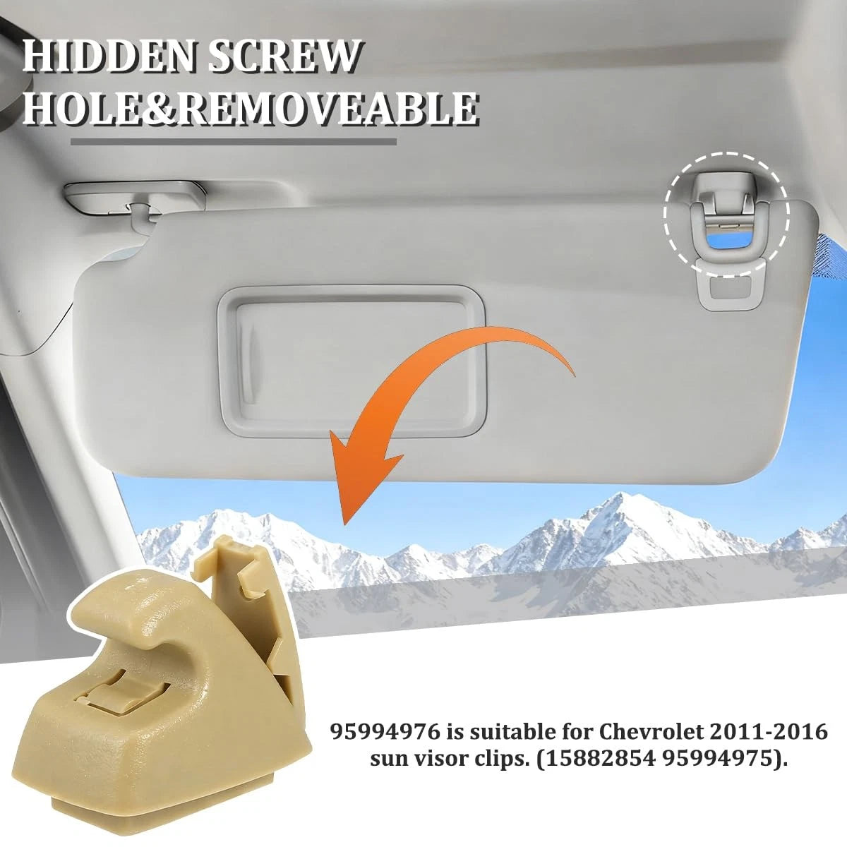 2X Car Sun Visor Clip Retainer for Various Vehicles (Beige)